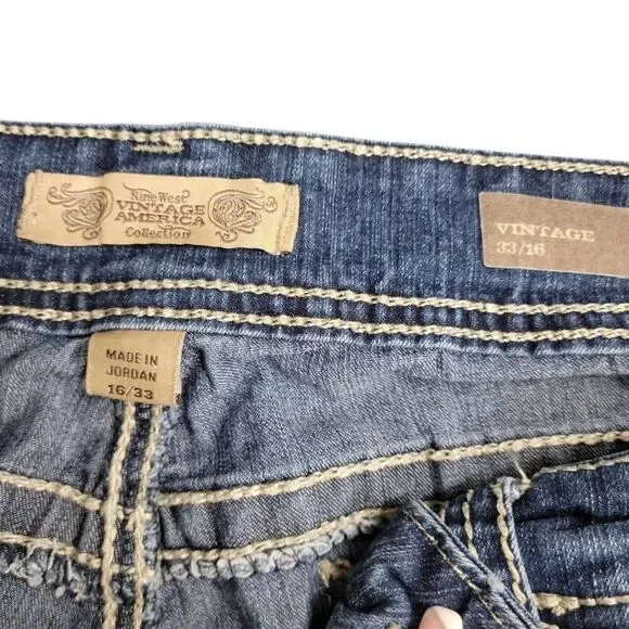 Nine West Vintage America Collection Thick Stitched Blue Denim Jean Shorts - Picture 6 of 7